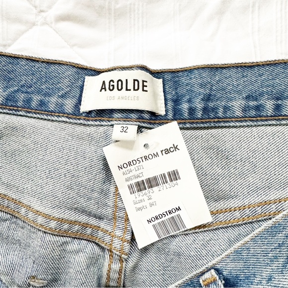 NWT AGOLDE '90s Pinch Waist Ripped Straight Leg Organic Cotton Jeans Abstract 32 - Picture 5 of 10